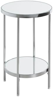 HAKU Möbel Beistelltisch, Chrom, Metall, Spiegel 5 mm - Maße: H 46 x Ø 28 cm, Style: Art Deco