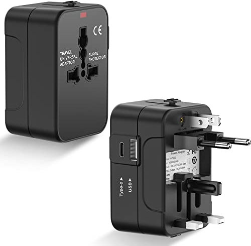 YEAPOW Reiseadapter Weltreise Universal Reisestecker,Travel Adapter USB-C für 240+ Länder, All-in-One Reisestecker Weltweit UK England/USA/EU Deutschland/AUS Stecker mit USB Steckdose Travel Adapter