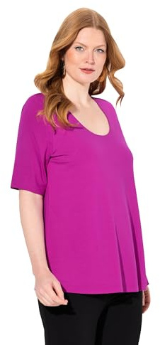 Ulla Popken Damen große Größen Übergrößen Plus Size Shirt 1/2 Arm Doublelayer Beere 46+ 820860822-46+