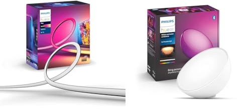 Philips Lightstrip Hue Play Gradient pour TV 55 pouces, synchronisation de la lumière avec l'écran & Go Lampe portable connectée White and Color Compatible Bluetooth, fonctionne avec Alexa