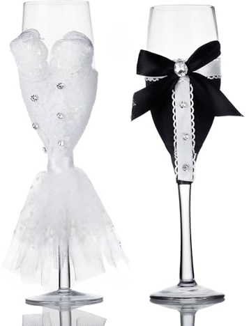 YUEMING Flûtes à Champagne Mariage, Flute Cristal de Champagne Verre, Cadeau De Mariage Parfait la Maison, Les Restaurants, Les Fêtes, Flûtes Élégantes pour Fête de Mariage et Cocktail (Noir)