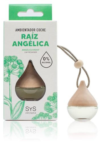 Ambientador Coche Raíz Angélica 6ml Gota SYS Aromas. Notas herbales y balsámicas, con aroma refrescante. Fragancia duradera.