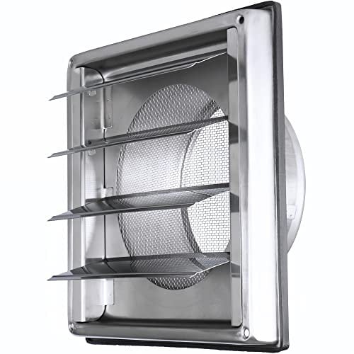 DOMUX - Rejilla de ventilación de acero inoxidable de 150 mm para campana y secadora, con mosquitero antiinsectos y cuchillas móviles, flujo de aire óptimo
