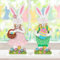 COCHIE Osterdeko Holz Hase, Osterhase Deko aus Holz, zum Hinstellen,2er Set Deko Aufsteller für Ostern,Osterdekoration Garten Osterhasen Deko Holz