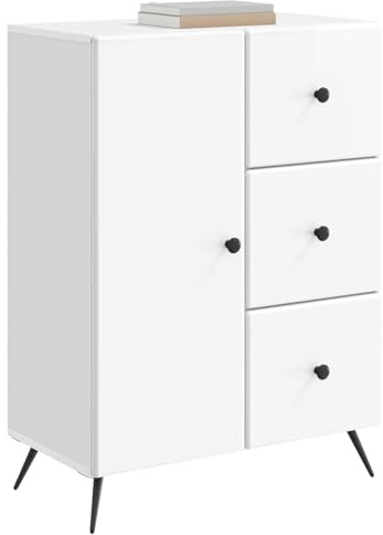 vidaXL Sideboard Hochglanz Weiß 66 x 34,5 x 90 cm Holzwerkstoff, Wohnzimmer Sideboard, modernes rechteckiges Design, viel Stauraum, Coole Dekoration, Flexible Aufbewahrung