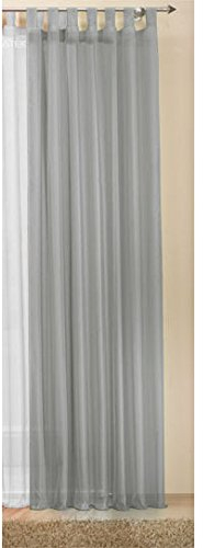 Schlaufenschal Gardine Uni transparent Voile, 245x140, Grau, 61175