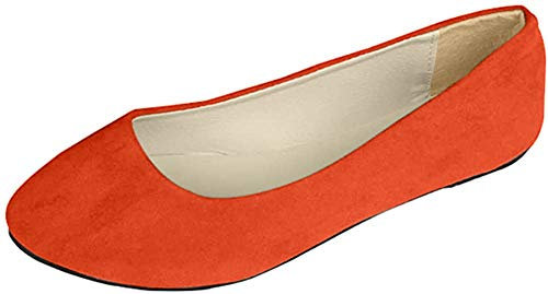 Donna Colore Caramella Piccole Scarpe Singole Vai a Lavorare OL Piatto Sandali Elegante Appuntito Tinta Unita Ballerine Punta Tacchi Bassi,Arancia,EU 41