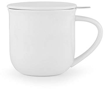 Viva Scandinavia Teetasse aus Porzellan mit herausnehmbarem Teesieb aus Edelstahl, losen Tee, Blättertee, isolierter Griff, 350 ml, Weiß V81402