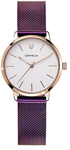 Orphelia Damen Analog Uhr Violetta mit Mesh Edelstahl Armband