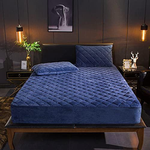 HAIBA Spannbettlaken für King-Size-Bett, ultraweiche, knitterfreie Mikrofaser, hypoallergen, Tiefe Tasche (Kingsize),Dunkelblau,180x200cm+30cm