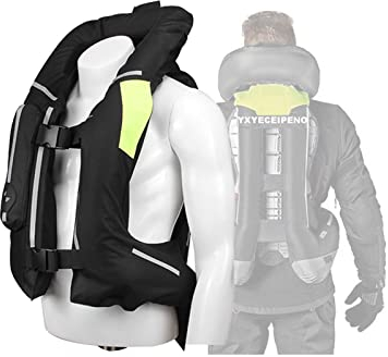 YXYECEIPENO Hohe Sichtbarkeit, Motorrad-Airbag-Weste Herren Reiten Airbag Weste Mit Abnehmbarer Hinterer Liner Geeignet for Motorräder Im Freien, Fahrräder, Reiten Usw. (Color : Black, Size : L)