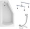 KOLMAN Badewanne SELENA Eckbadewanne 150x90 Links ohne Verkleidung, Ablaufgarnitur und Füßen Komplettset 3in1 Premium Original Acryl Wanne Siphon