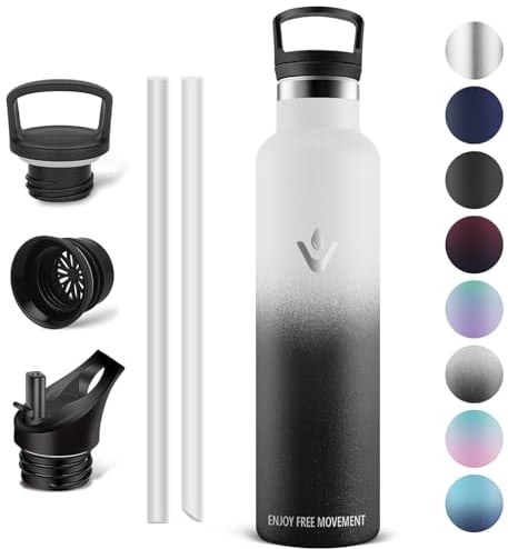 Vikaster Borracce termiche - Borraccia 1l, Borraccia acciaio inox, Borracce Senza Perdite, Borraccia con Cannuccia, Borraccia Termiche Sportiva, Adulto, Scuola, Outdoor