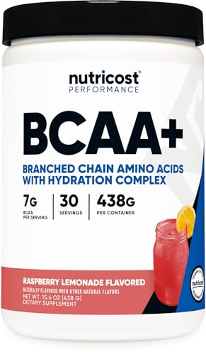 Nutricost BCAA + Hydration Powder (Raspberry Lemonade) 30 Servings - Branched Chain Amino Acids with Hydration Complex - Gluten-Free, Non-GMO