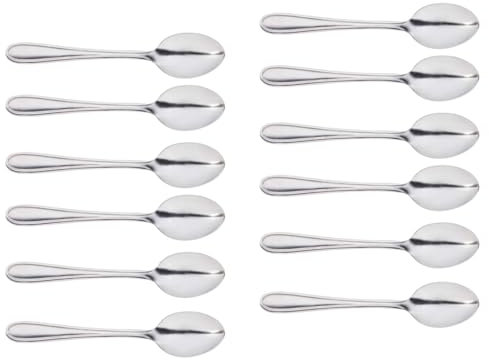 ACAN Tradineur - Pack de 12 cucharillas para café de acero inoxidable, cucharas clásicas para postre, helado, tarta, té, infusiones - 13,8 cm