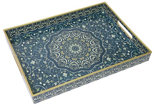 YXZHUOYU Boho-Serviertablett aus stabilem Acryl, rechteckig, mit Griffen, Couchtisch, Essen- und Frühstücks-Küchenarbeitsplatte und Wohnzimmer-Tablett, 40 x 30 cm