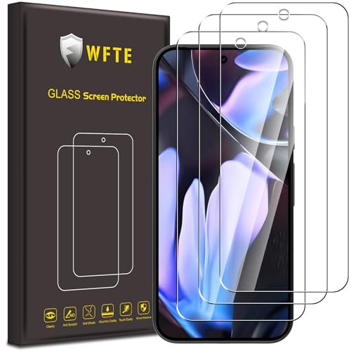 WFTE [3-Pack Protector de Pantalla para Google Pixel 9 Pro XL,9H Dureza,Huellas Dactilares Libre,Sin Burbujas,HD Film Cristal Templado Protector de Pantalla Google Pixel 9 Pro XL