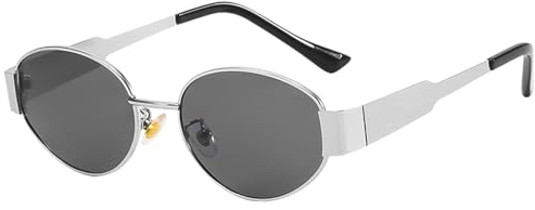 Wvu & Wvo Retro Sonnenbrille Damen Herren, Retro Damen Sunglasses, UV400-Schutz, Runde Retro-Sonnenbrille, für Reiten, Angeln (Silber)
