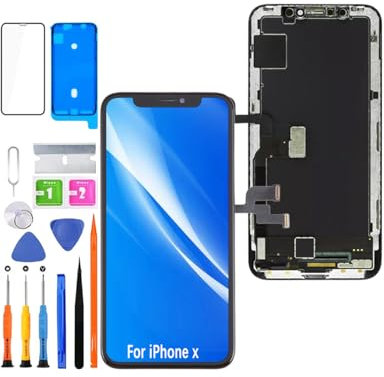 HLYGZX Pantalla para iPhone X LCD pantalla de repuesto FHD pantalla táctil 3D Touch Face ID digitalizador marco montaje, adhesivo resistente al agua, kits de reparación