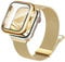 Raradev 3-in-1 Compatible with Apple Watch Metal Straps Series 10 42mm with Case & Screen Protector, Dual Magnetic Band and Protective Cover with 9H Tempered Glass for iWatch Series 10, Gold