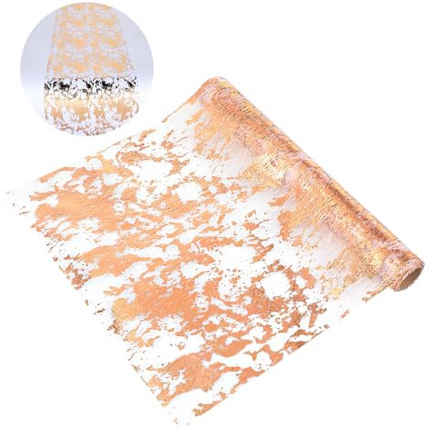 Oruola Rose Metallic Thin Mesh Tables Runner,Coffee Table Runner,275 x 28 CM Rose Gold Table Runners for Tables Decorations,Event Party Birthday Party Weddings Christmas New Year