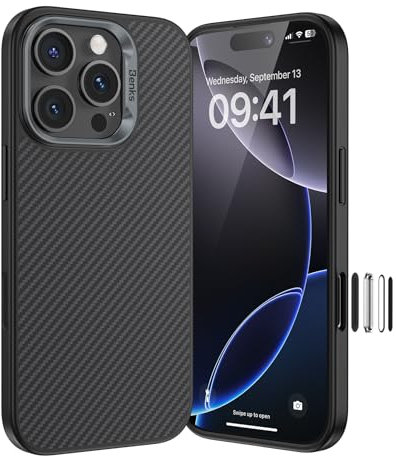 BENKS ArmorPro Apple Case for iPhone 16 Pro with Camera Control Button,[Military Drop Protection][Compatible with Magsafe] Shockproof Case Made of Dupont Kevlar 600D Aramid Fiber - Black