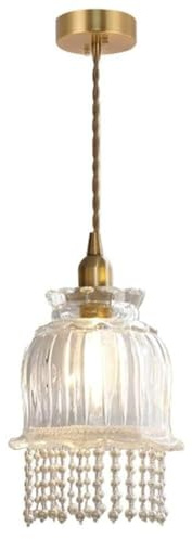 Accesorios de lámpara de araña Lámpara colgante de orquídea con campana de perla de cristal transparente, lámpara colgante de lujo americana for cocina, isla, comedor, sala de estar, dormitorio y pasi