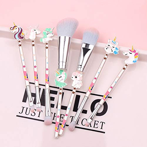 LUCKDANO Ensemble de Pinceaux de Maquillage Kawaii avec Manche en Métal, Fard à Paupières, Blush, Illuminateur, Anti-cernes, avec Sac de Rangement coloré (COLORFUL)