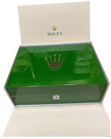 ROUREOX 10 Griglie Cofanetto Orologio Grande Capacità Legno Organizzatore Verde Lucido Esterno Crema Velluto Interno Chiudibile Custodia Orologio per Rolex