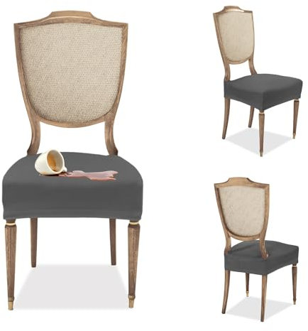 Banzaii Fundas Elásticas para Asiento de Sillas de Comedor, Antimanchas – Cubiertas para Sillas de Comedor Hotel Restaurante Ajustables Lavables Made in Italy– 4 Piezas Gris