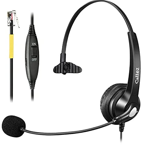 RJ9 Landline Telephone Headset with Microphone Noise Cancelling, Phone Headset Works for Yealink T41S T46S T48S Avaya 1608 9608 Grandstream GXP1610 Snom Panasonic KX-T Office Desk Phones, Clear Calls