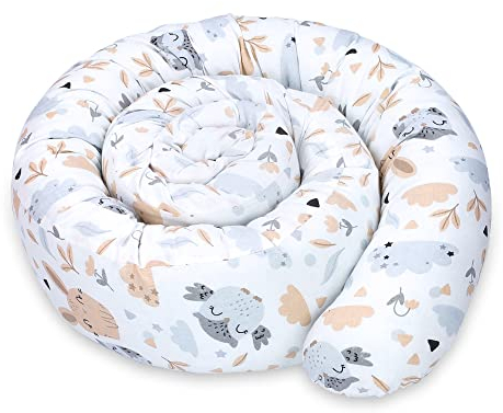 Totsy Baby Seitenschläferkissen Bettschlange Body Pillow 200 cm Baumwolle - Kopfkissen lang Bettrolle Schlafkissen Nackenrolle Kissen Eulen