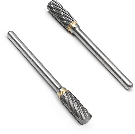 Utoolmart Lima rotativa in lega di acciaio al tungsteno, a doppio taglio cilindrico, gambo da 3 mm, diametro 5 mm, per smerigliatrice, punta da trapano per legno, metallo morbido, lucidatura, 2 pezzi