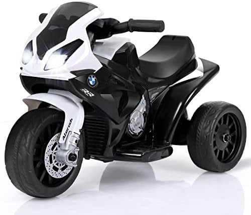 GOPLUS Elektro Kindermotorrad, Elektrofahrzeuge mit 2 Stützrädern, Elektromotorrad mit Musik & Lichter, bis 3km/h, bis 20 kg belastbar, für Kinder 18-36 Monaten, für Innen & Draußen (Schwarz)