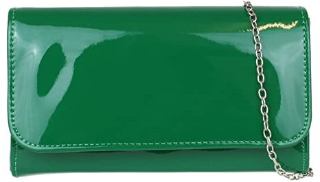 Girly Handbags Damen Lack Clutch glänzend Abendtasche Party Hochzeit Dunkelgrün