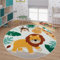 TT Home Kinderteppich Babyzimmer Teppich Kinderzimmer rutschfest Tiere Weltkarte Autos, Farbe:Grün Beige Blau, Größe:200 cm Rund