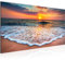Runa Art Wandbild Strand Meer 1 Teilig 100 x 40 cm Modern Bild auf Vlies Leinwand Sonnenuntergang Wohnzimmer Schlafzimmer Orange 044512a