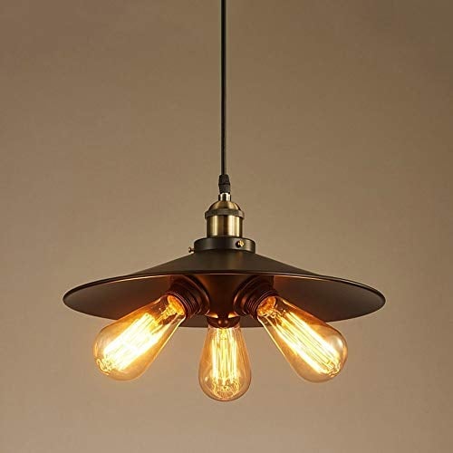 ZYMEN Ceiling Pendant Light Vintage Industrial Style Wrought Iron Flying Saucer Chandelier Retro Hanging Lamp Fixtures E27 for Dining Room Kitchen Living Room Study Black Dia 36Cm [Energy Class A++]