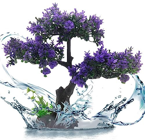 Aquarium | Plante Artificielle Poisson Rouge Waterscape Cache Arbre - poissons rouges Waterscape, arbre en fleurs et herbe ensemble décoration pour aquarium, cache