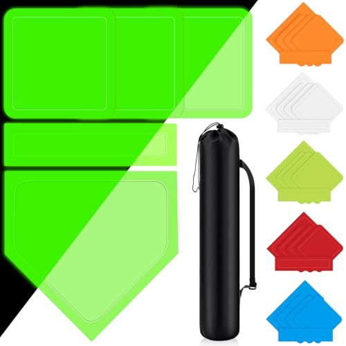 Hiboom 5 Pcs Baseball Bases Home Plate Rubber, Fluorescent Green, Solid