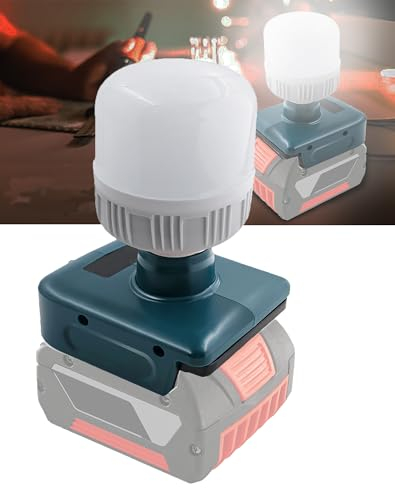 TPDL Batería para Bosch GBA batería de 18 V, lámpara de trabajo de 12 W con bombillas E27, foco LED ajustable de 1300 lm, brillo ajustable, linterna para sistema Bosch Professional de 18 V, batería