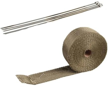 Cinta Protección contra Calor Escape, cinta escape de escape para motocicleta, Cinta escape fibra Basalto, Cinta escape aislada, Cinta Escape, Cintas térmicas escape para motocicleta con 10 bridas