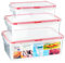 HOMESHOPA Plastic Airtight Food Storage Containers, 3 Pack Rectangle BPA Free Leakproof Stackable Reusable Lunch Boxes, Meal Prep Container for Kitchen & Pantry, Microwave Freezer Dishwasher Safe
