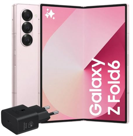 Samsung Galaxy Z Fold6 Smartphone AI pieghevole, Caricatore Incluso, RAM 12GB, 256GB, Dual SIM, Display 6,3/7,6 Dynamic AMOLED 2X, Batteria a lunga durata, Pink 2024 [Versione italiana]