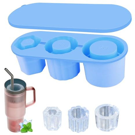 Eiswürfelform Silikon für Stanley Becher 3 Fach Eiswürfelbehälter für Stanley Cup BPA-freie Silikon Eiswürfelform mit Deckel Eiswürfelschale Sichere Eiswürfel Form für 20-40 Oz Becher