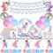 GROFIS Unicornio Decoraciones Cumpleaños Kit para 16 Invitados, Juego de Vajilla Fiesta con Platos de Papel Servilletas Globo Mantel, Party Kit para Fiesta de Cumpleaños Unicornio para Niña