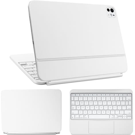 IMMOENUC 3-in-1 Tablets Skin Sticker Decals for 2024 iPad Pro M4 (A2836/A2837) Magic Keyboard 11 inch Full Body Protective Case Self-Adhesive,Pre-Cut Vinyl Durable Materials wrap Cover(White)