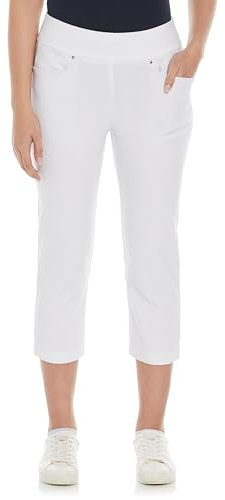 PGA TOUR Damen 22” Pull-on Golf Capri Pants with Tummy Control, Performance Stretch, Moisture-Wicking, Sun Protection Golfhose, Helles Weiß, M