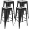 XANNI Lot de 4 tabourets de Bar en métal, Tabouret Bar Industriel Extérieure, Empilable, pour Restaurants, Café, Salon, Noir (Lot de 4)