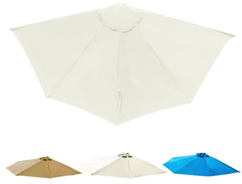IMUNKT Halbrund Sonnenschirm Ersatzbezug 270cm 5 Streben Halbschirm Ersatz Stoff Sonnenschirm-Abdeckung Für Balkon, Garten, Terrassen(Beige)